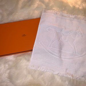 Hermes Baby Towel Burp Cloth White NWT